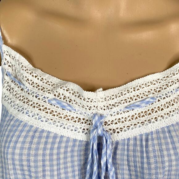 Japna Lounge NWT Blue White Gingham Check Robe + Cami Set Women's M - Picture 3 of 14